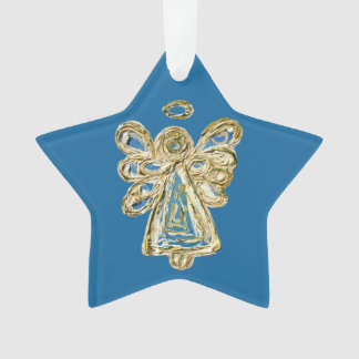 Blue Guardian Angel Art Kerstster Ornament