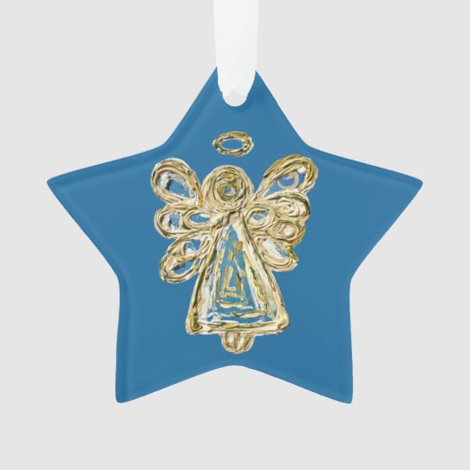 Blue Guardian Angel Art Kerstster Ornament (voorkant)