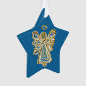 Blue Guardian Angel Art Kerstster Ornament (voorkant)