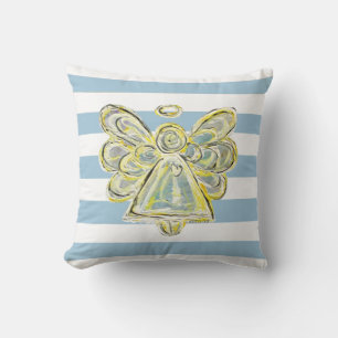 Blue Guardian Angel Art Striped Pillow Kussen