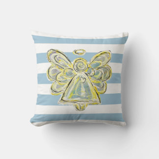 Blue Guardian Angel Art Striped Pillow Kussen