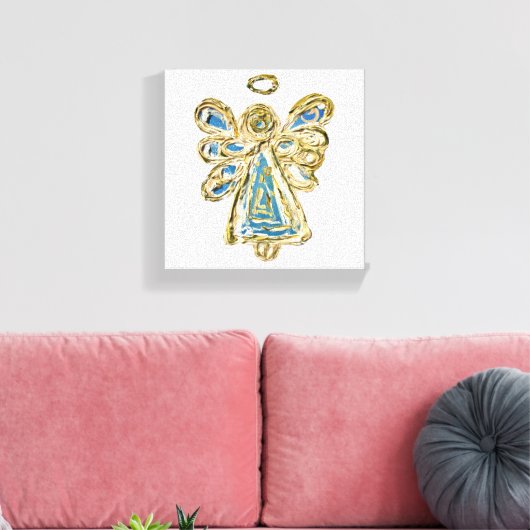 Blue Guardian Angel Art Wrapped Canvas Painting (Insitu (Woonkamer))