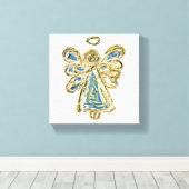 Blue Guardian Angel Art Wrapped Canvas Painting (Insitu (Houten vloer))
