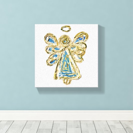 Blue Guardian Angel Art Wrapped Canvas Painting (Insitu (Houten vloer))