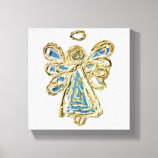 Blue Guardian Angel Art Wrapped Canvas Painting (Voorkant)