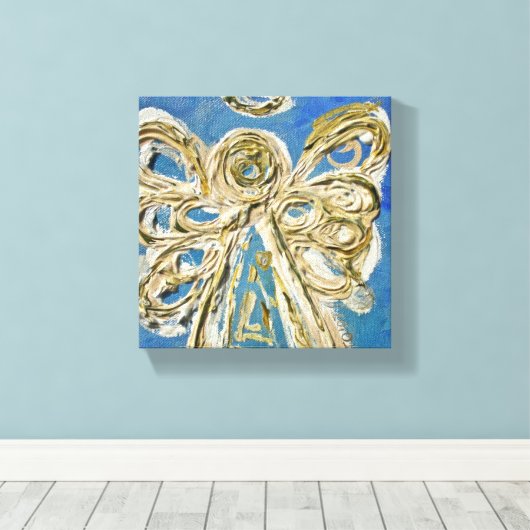 Blue Guardian Angel Art Wrapped Canvas Painting (Insitu (Houten vloer))