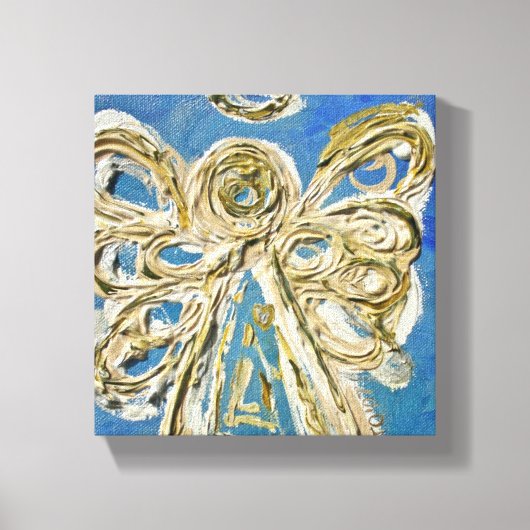 Blue Guardian Angel Art Wrapped Canvas Painting (Voorkant)