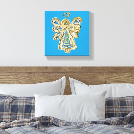 Blue Guardian Angel Art Wrapped Canvas Painting (Insitu (Slaapkamer))