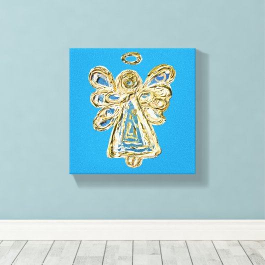 Blue Guardian Angel Art Wrapped Canvas Painting (Insitu (Houten vloer))