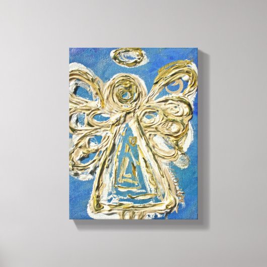 Blue Guardian Angel Art Wrapped Canvas Painting (Voorkant)