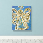 Blue Guardian Angel Art Wrapped Canvas Painting (Insitu (Houten vloer))