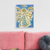 Blue Guardian Angel Art Wrapped Canvas Painting (Insitu (Woonkamer))