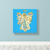 Blue Guardian Angel Art Wrapped Canvas Painting Afdruk (Insitu (Houten vloer))