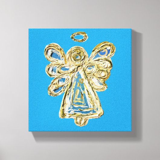 Blue Guardian Angel Art Wrapped Canvas Painting Afdruk (Voorkant)