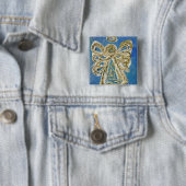 Blue Guardian Angel Button, Pin of Pendant Vierkante Button 5,1 Cm (In situ)