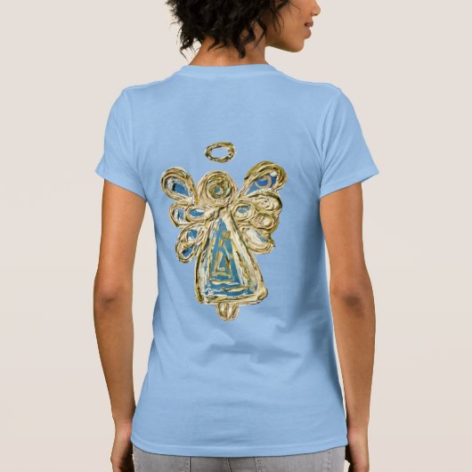 Blue Guardian Angel Custom Holiday Art T-shirt (Achterkant)