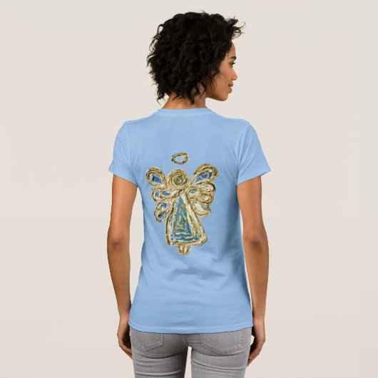 Blue Guardian Angel Custom Holiday Art T-shirt (Achterkant volledig)
