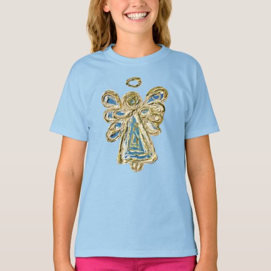 Blue Guardian Angel Custom Holiday Art T-shirt (Voorkant)