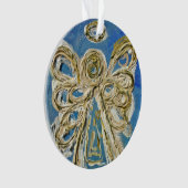 Blue Guardian Angel Gift Holiday Ornament (voorkant)