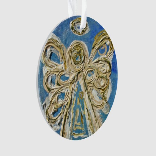 Blue Guardian Angel Gift Holiday Ornament (voorkant)