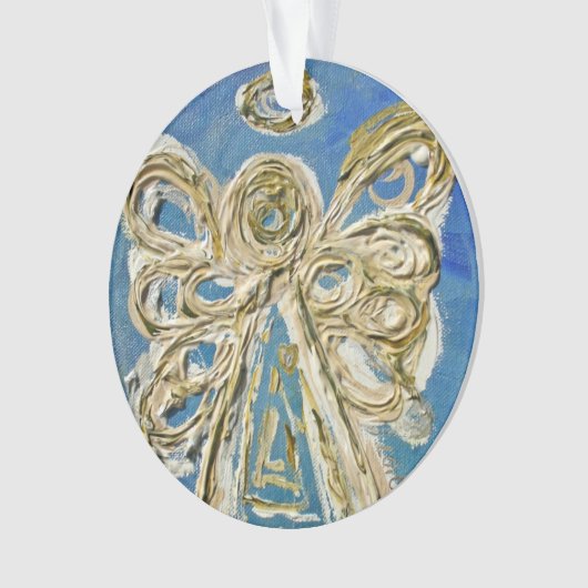 Blue Guardian Angel Gift Holiday Ornament (voorkant)