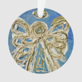Blue Guardian Angel Gift Holiday Ornament (voorkant)