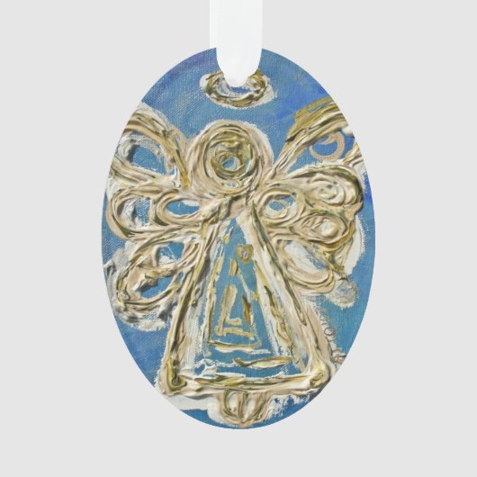 Blue Guardian Angel Gift Holiday Ornament (voorkant)