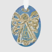 Blue Guardian Angel Gift Holiday Ornament (achterkant)