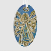 Blue Guardian Angel Gift Holiday Ornament (voorkant)
