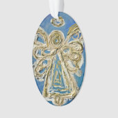 Blue Guardian Angel Gift Holiday Ornament (voorkant)