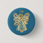 Blue Guardian Holiday Angel Custom Button Pins (Voorkant)