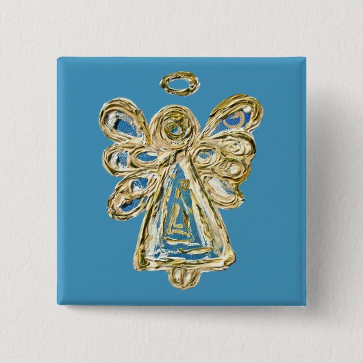Blue Guardian Holiday Angel Custom Pin Buttonnen Vierkante Button 5,1 Cm (Voorkant)