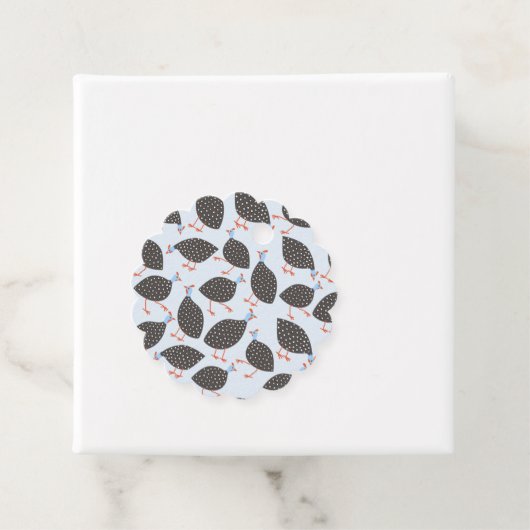 Blue Guinea Fowl Pattern Bedankjes Labels (In situ)