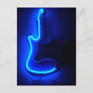 Blue Guitar, Cool Neon Sign Briefkaart