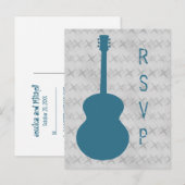 Blue Guitar Grunge RSVP Briefkaart (Voorkant / Achterkant)