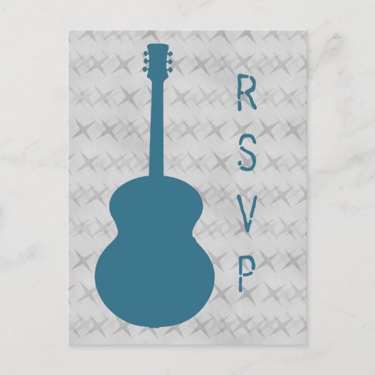 Blue Guitar Grunge RSVP Briefkaart (Voorkant)