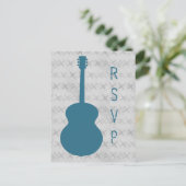Blue Guitar Grunge RSVP Briefkaart (Staand voorkant)