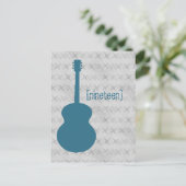 Blue Guitar Grunge Table Briefkaart (Staand voorkant)