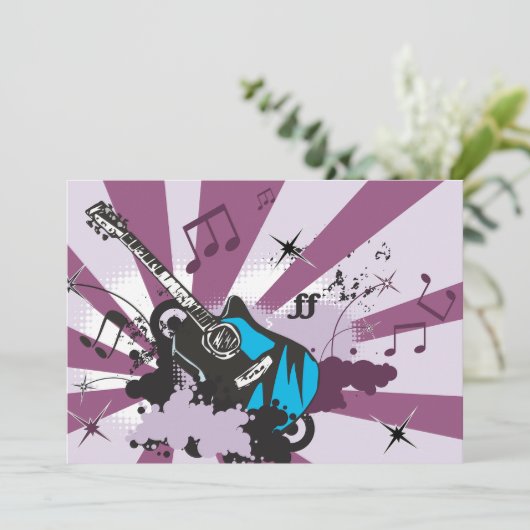 Blue Guitar-uitnodigingen Kaart (Staand voorkant)