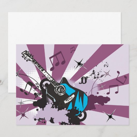 Blue Guitar-uitnodigingen Kaart (Voorkant / Achterkant)