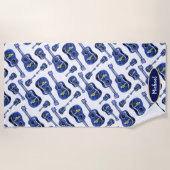 Blue Guitars Pattern Monogram Strandlaken (Voorkant)