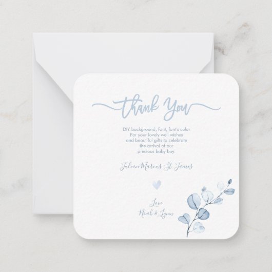 Blue Gum Eucalyptus Butterfly Shower Hartelijk dan Notitiekaartje (Achterkant)