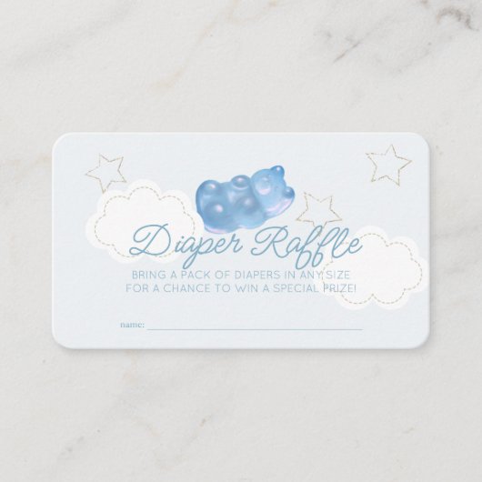 Blue Gummy Beer Baby shower Luier Raffle Ticket Informatiekaartje (Voorkant)