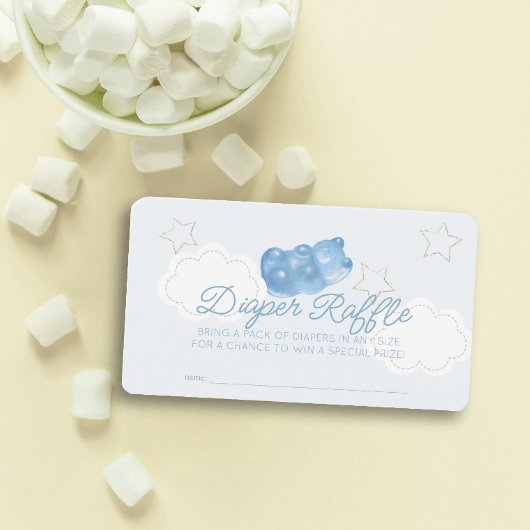 Blue Gummy Beer Baby shower Luier Raffle Ticket Informatiekaartje