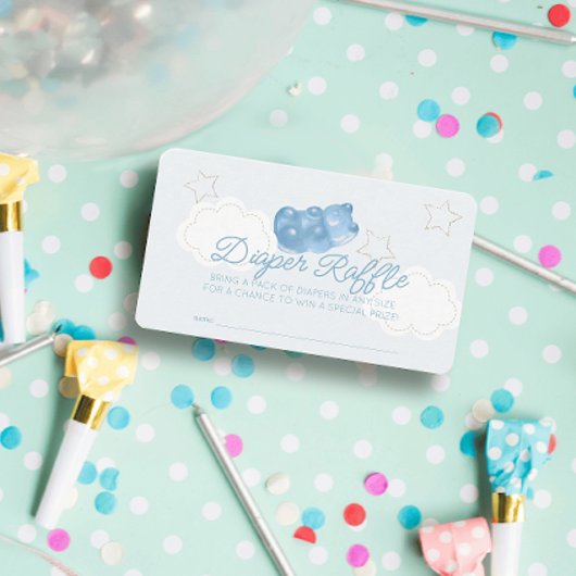 Blue Gummy Beer Baby shower Luier Raffle Ticket Informatiekaartje
