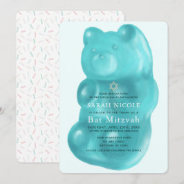 Blue Gummy Beer Girl Bat Mitzvah Kaart