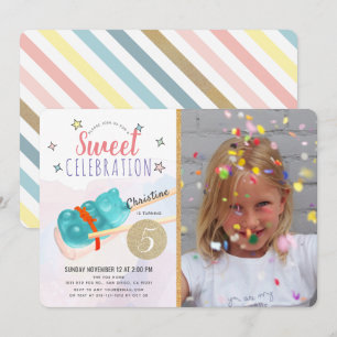 Blue Gummy Beer Snoep Sushi Girl Foto Birthday Kaart