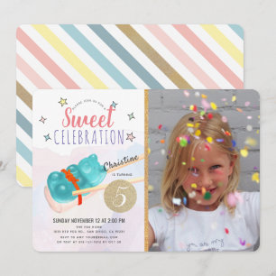 Blue Gummy Beer Snoep Sushi Girl Foto Verjaardag Kaart