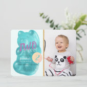 Blue Gummy Beer Twee Sweet Foto 2e Verjaardag Kaart (Staand voorkant)