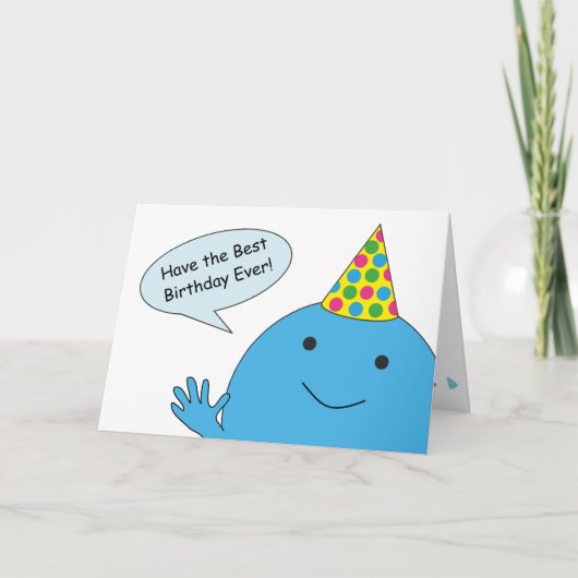 Blue Guy Met Feest Pet Happy Birthday Kaart (Voorkant)